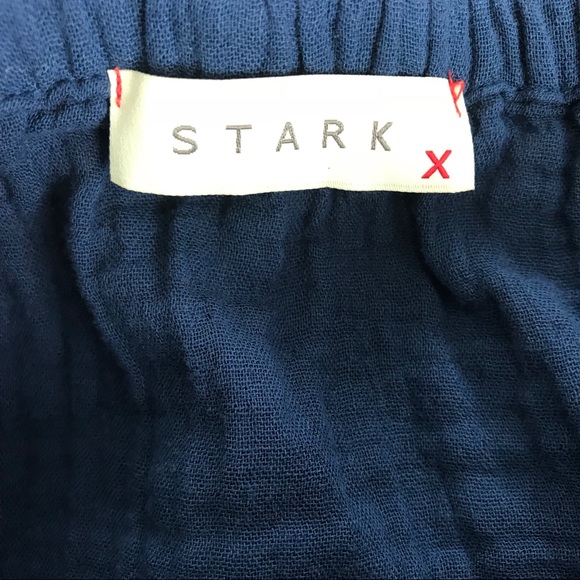 STARK X navy blue cotton gauze off shoulder top XS - Picture 7 of 10